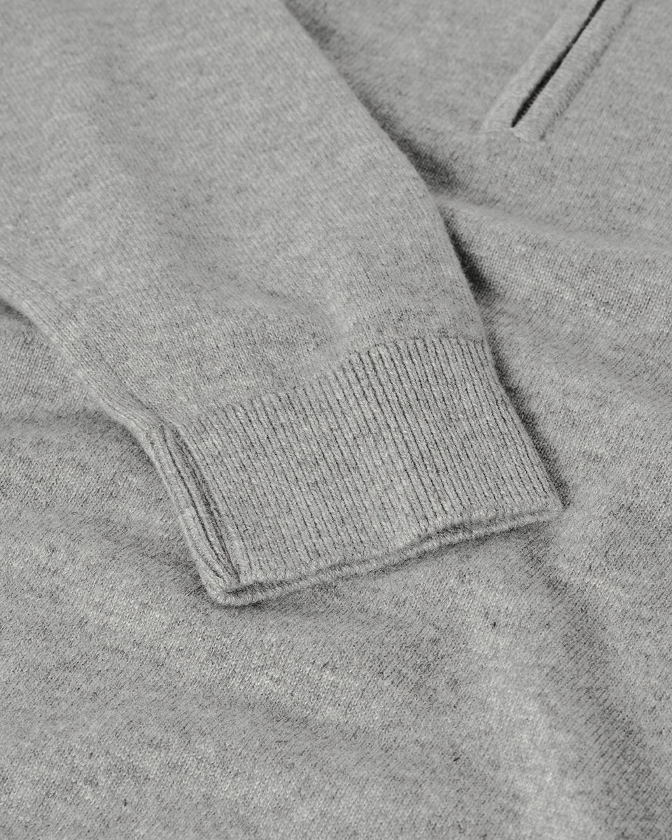 Johnstons of Elgin AW25 Men's Knitwear Light Grey Classic Cashmere Grey Zip Neck Jumper KAP05695HA0308