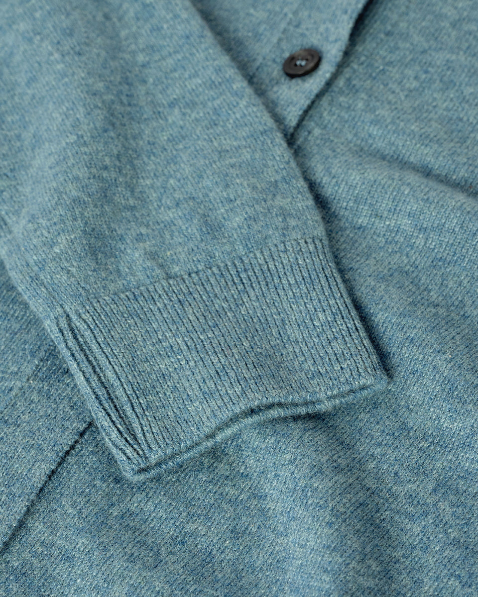 Johnstons of Elgin AW25 Women's Knitwear Seascape Classic Cashmere Green Cardigan Close Up KAP05573HC0038