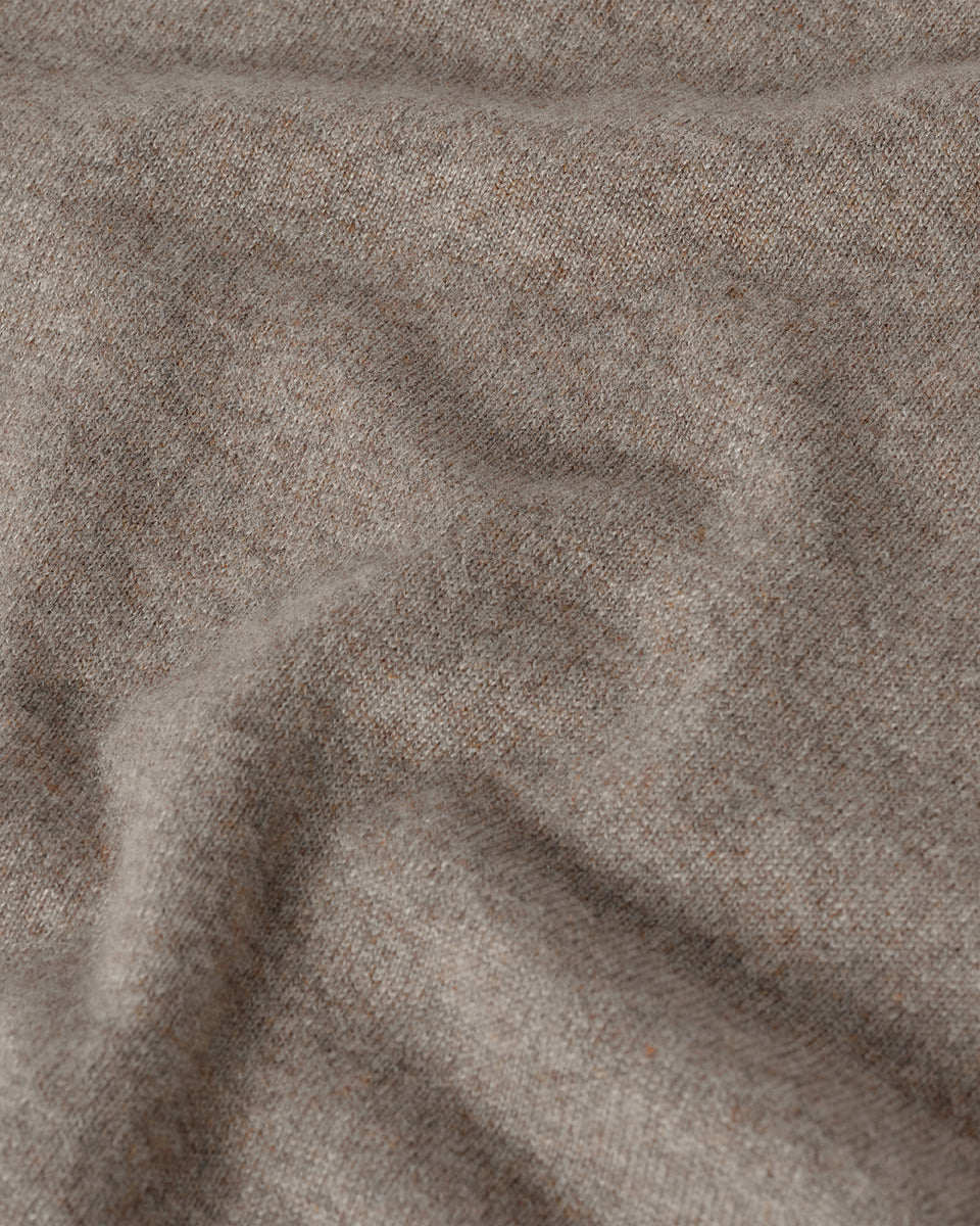 Johnstons of Elgin AW25 Women's Knitwear Ash Classic Cashmere Brown T-shirt details KAP05574HB4334