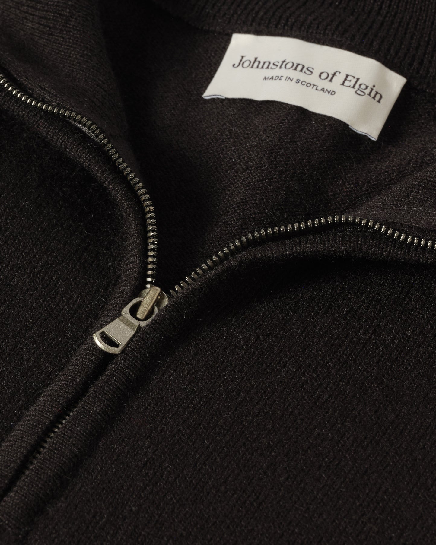 Johnstons of Elgin Men's Knitwear Rory Black Classic Cashmere Black Zip Neck Jumper KAP05695SA7210