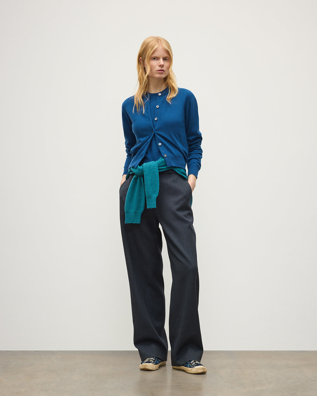 Iris Adelphi Blue Classic Cashmere Cardigan | Made in Scotland