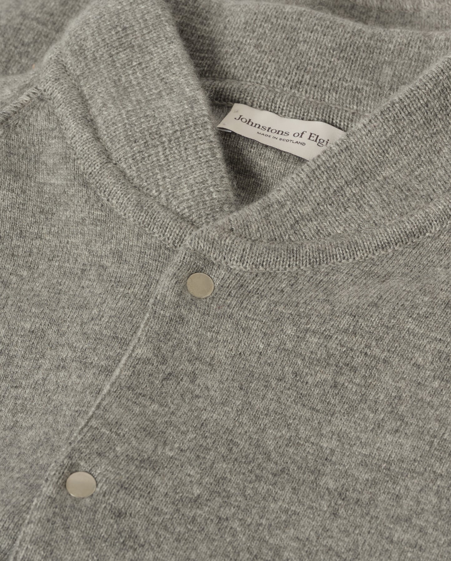 JOHNSTONS OF ELGIN KEPPIE BOMBER JACKET CASHMERE MILANO STITCH BOMBER JACKET - 2 PLY GREY 100% CASHMERE KAP06008HA0400