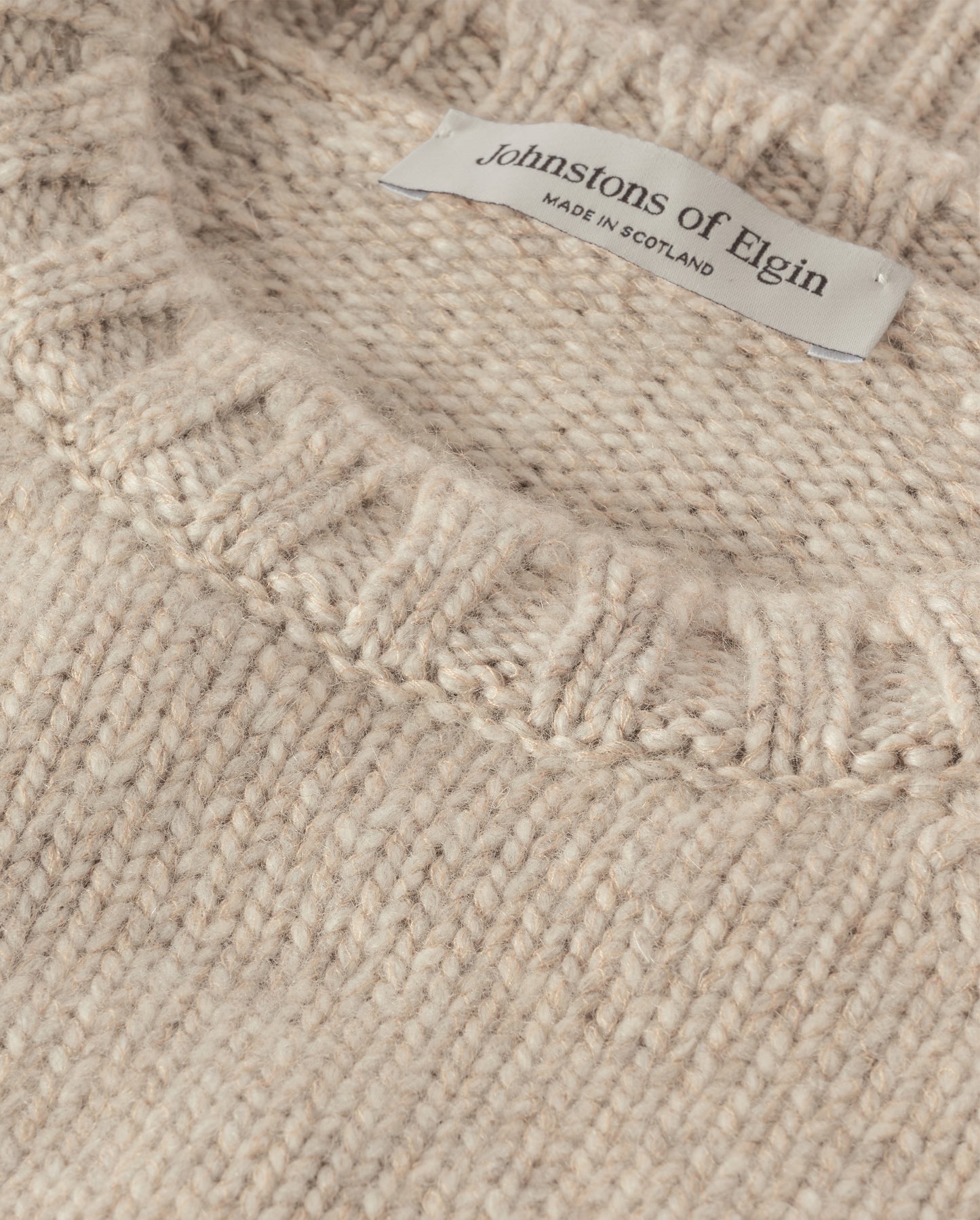 JOHNSTONS OF ELGIN WOMENS BAY CREW SWEATER NATURAL 78% CASHMERE 22% COTTON KBB01068HB4453