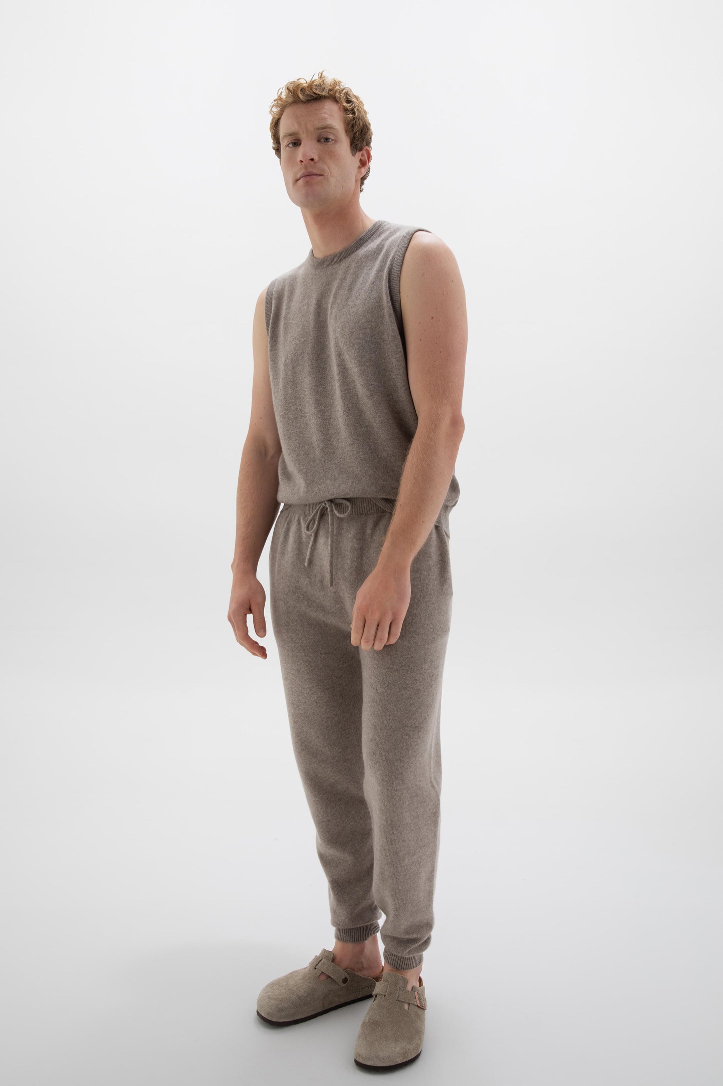 Seamless Cashmere Cuffed Light Brown Joggers