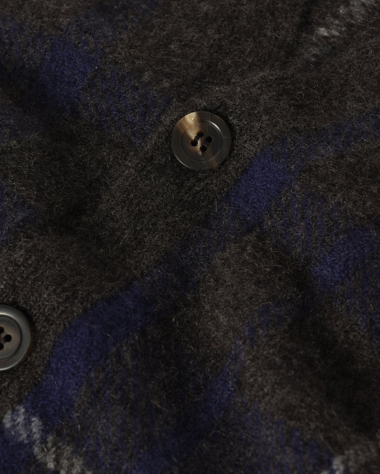 JOHNSTONS OF ELGIN MACK VEE CARDIGAN BRUSHED CASHMERE SILK INTARSIA CHECK VEE NECK CARDIGAN DARK GREY 74% CASHMERE, 26% SILK KBP01099JU1642