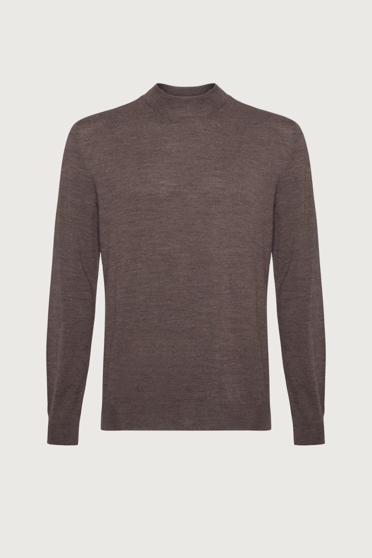 Johnstons of Elgin AW24 Men's Knitwear Ash Mock Turtle Neck Merino Jumper KDI00705HB7094