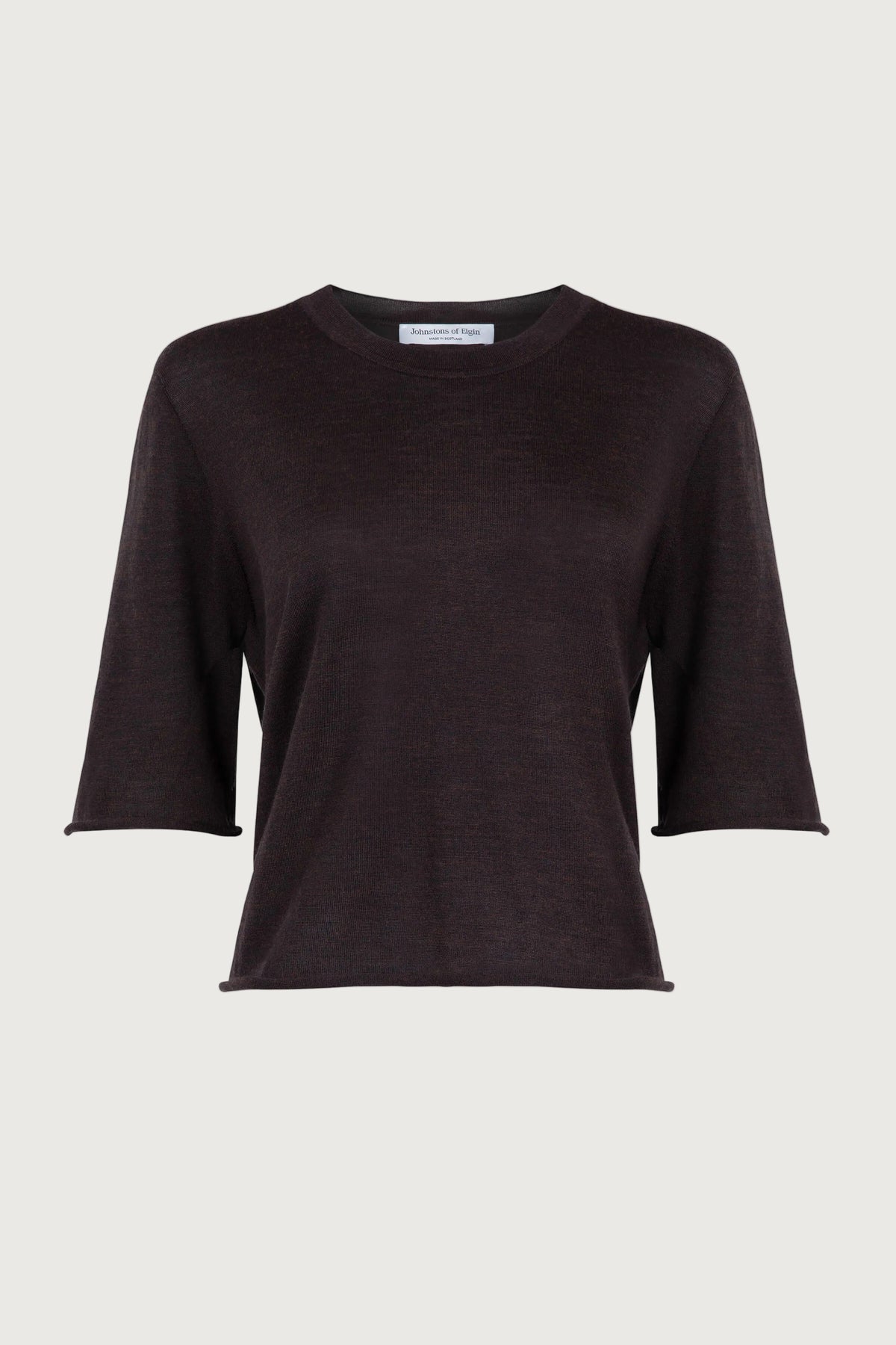 Women's Brown Superfine Merino Scoop Neck T-Shirt