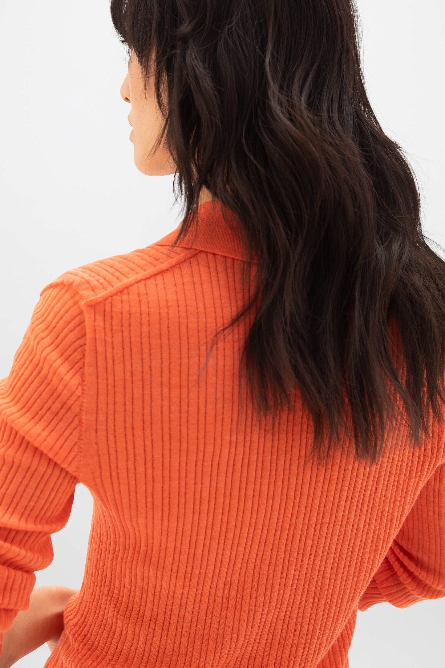 Johnstons of Elgin SS24 Women's Knitwear Coral Superfine Merino Ladder Rib Polo Shirt KDI00709SG4410