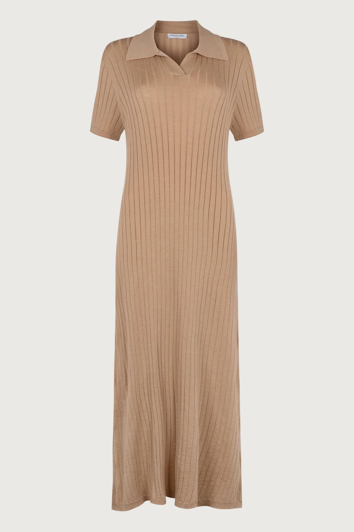 Women's Camel Superfine Merino Ribbed Polo Dress