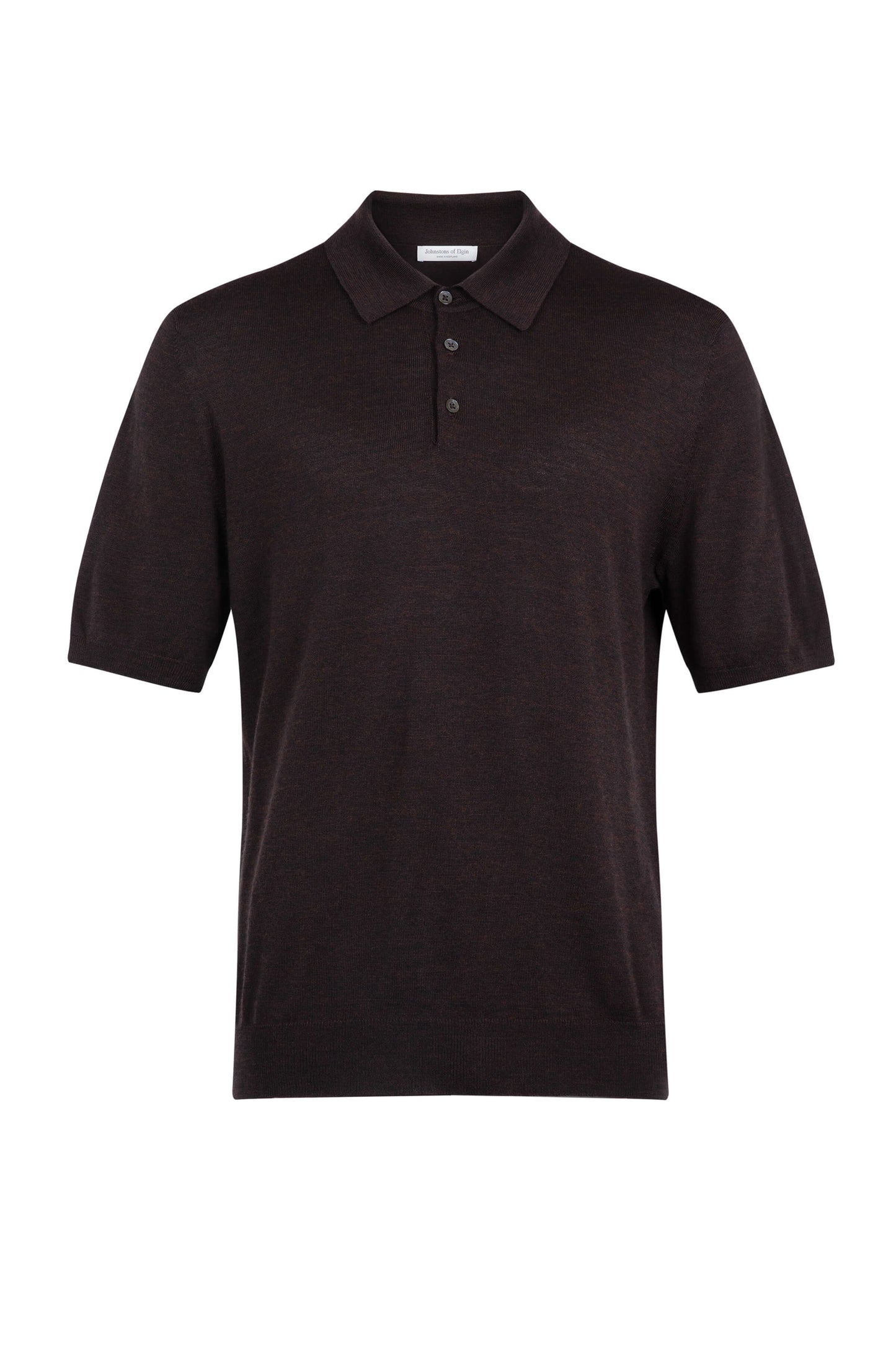 Johnstons of Elgin SS24 Men's Knitwear Peat Superfine Merino Poloshirt KDI00715HB7081