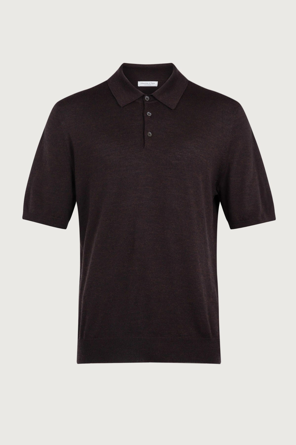 Johnstons of Elgin SS24 Men's Knitwear Peat Superfine Merino Poloshirt KDI00715HB7081