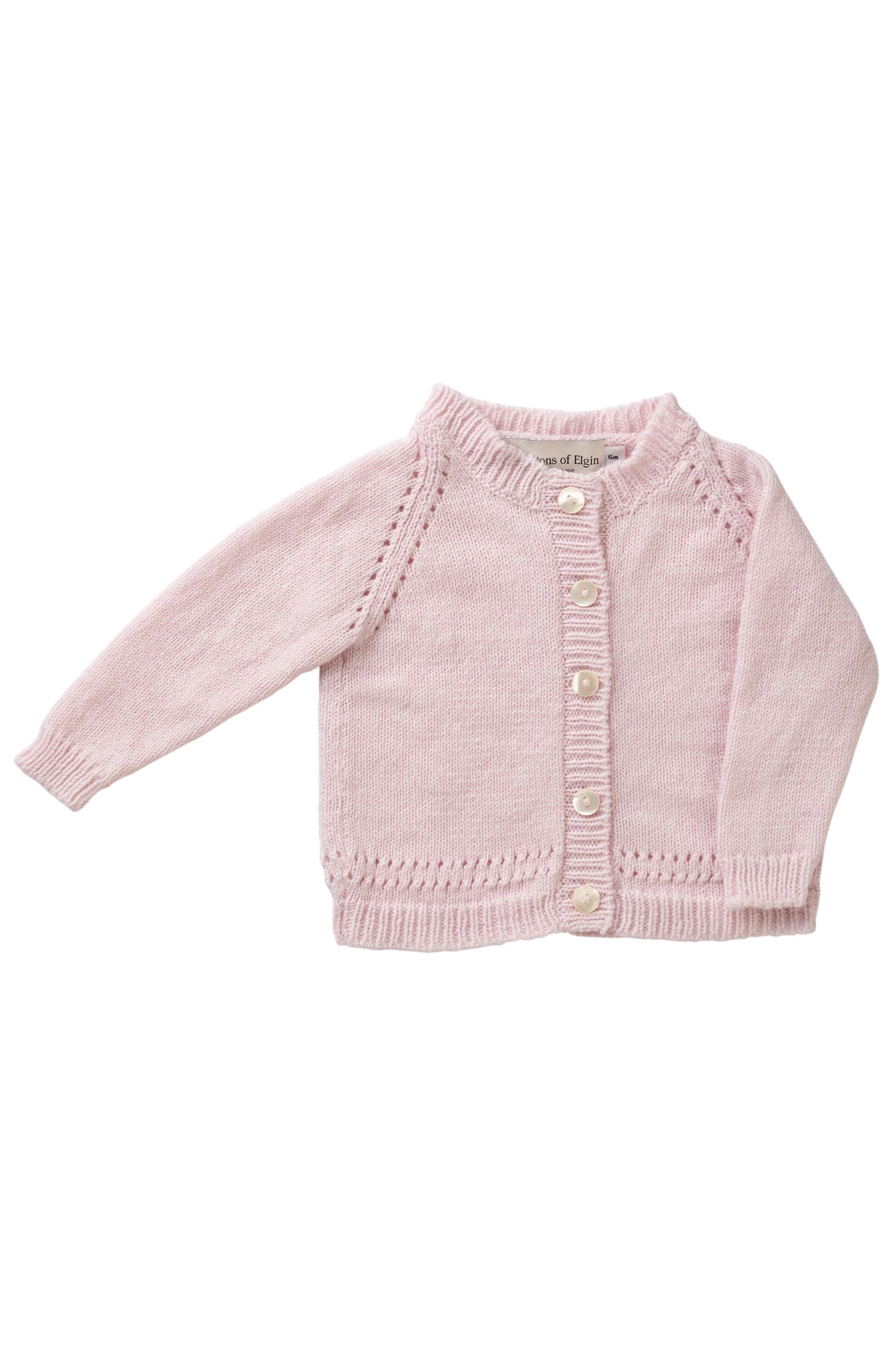 Johnstons of Elgin Baby Handknits Blush Hand Knit Cashmere Baby Cardigan JA000105SE0208