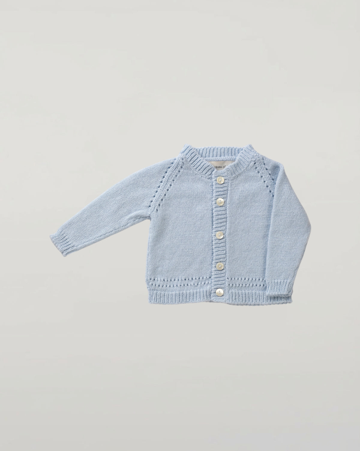 Johnstons of Elgin Baby Handknits Powder Blue Hand Knit Cashmere Baby Cardigan & Cashmere Beanie Giftset AW21GIFTSET19C