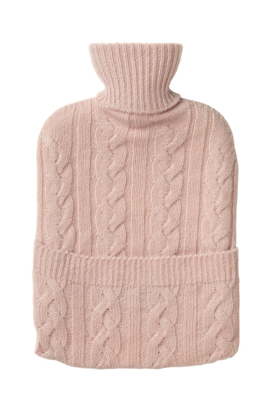Johnstons of Elgin Cashmere Cable Hot Water Bottle Cover in Blush Pink  PA000008SE0566