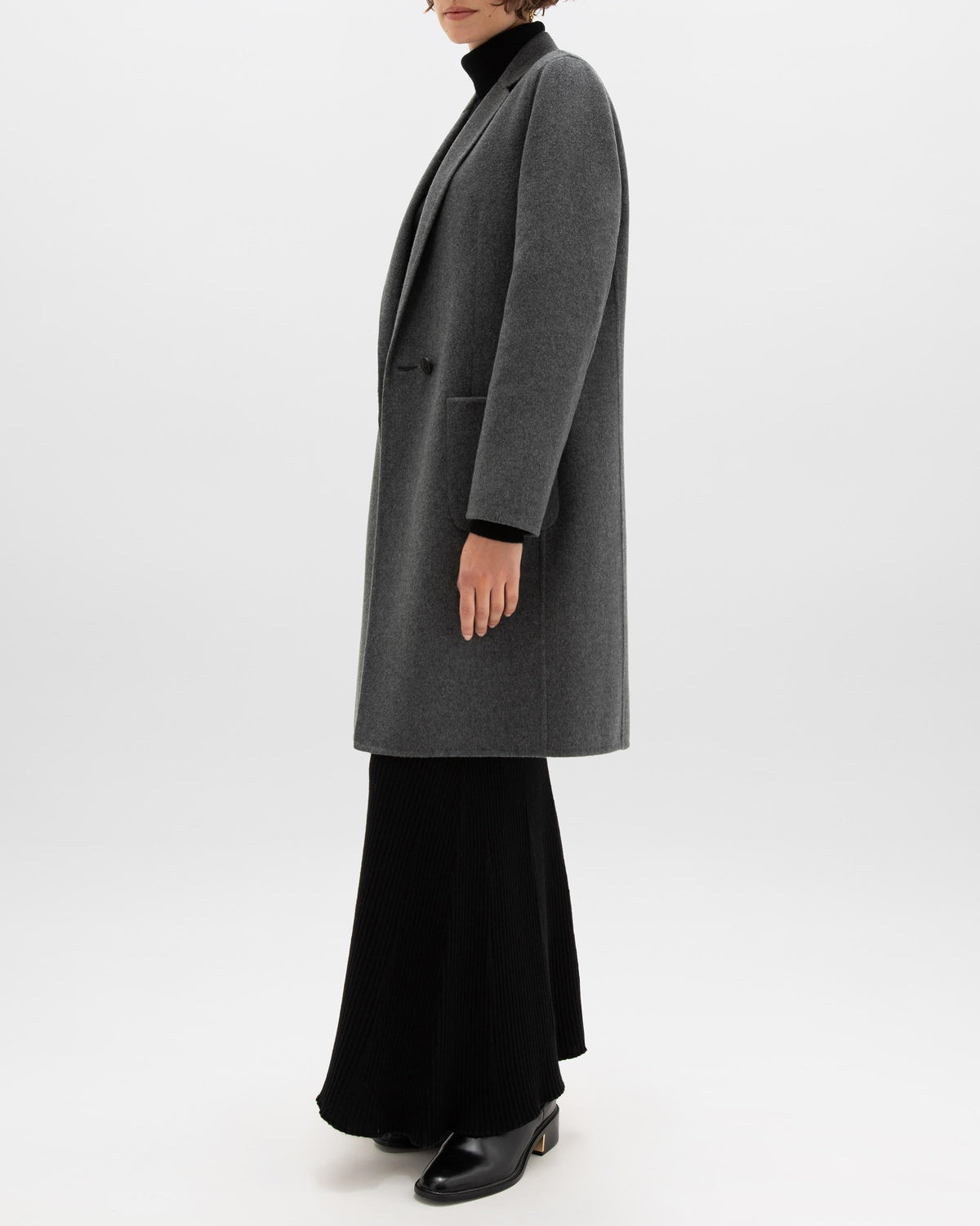 Johnstons of Elgin Women's Coats Mid Grey Classic Cashmere Coat TA000520RU7292