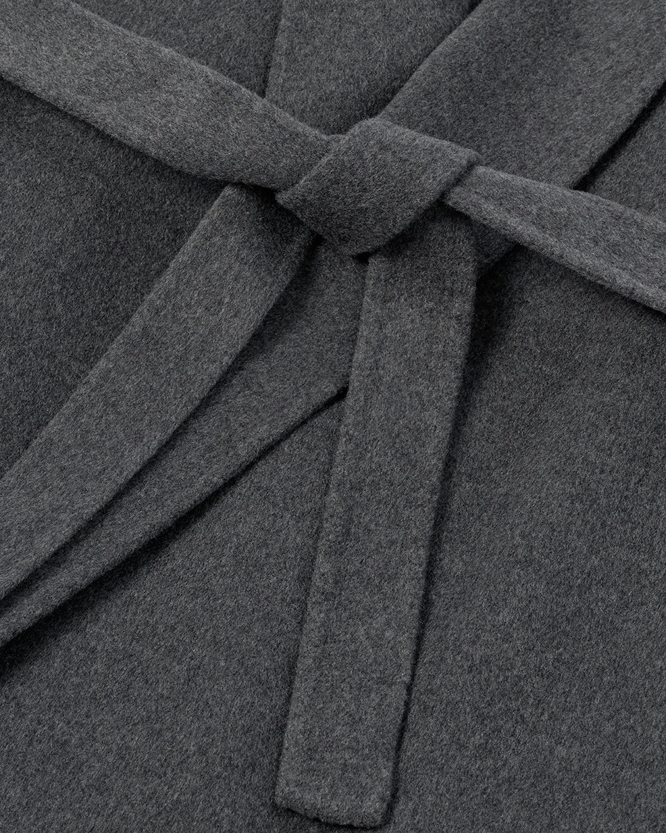 Johnstons of Elgin Women's Tailoring Mid Grey Grey Cashmere Wrap Coat Front View TA000621RU7292