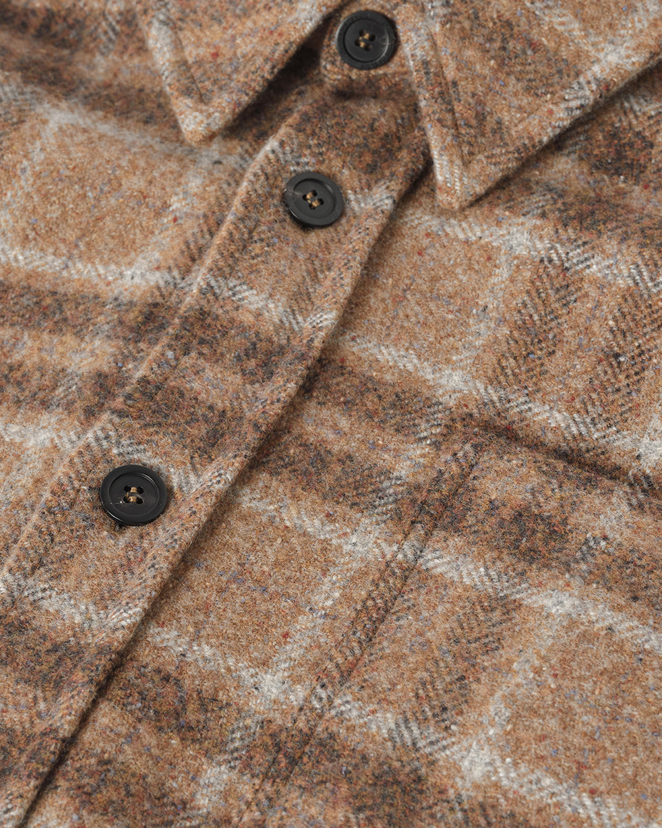 Johnstons of Elgin AW25 Men's Tailoring Vicuna Tweed Check Cashmere Wool Blend Brown Overshirt TB000755RU7683