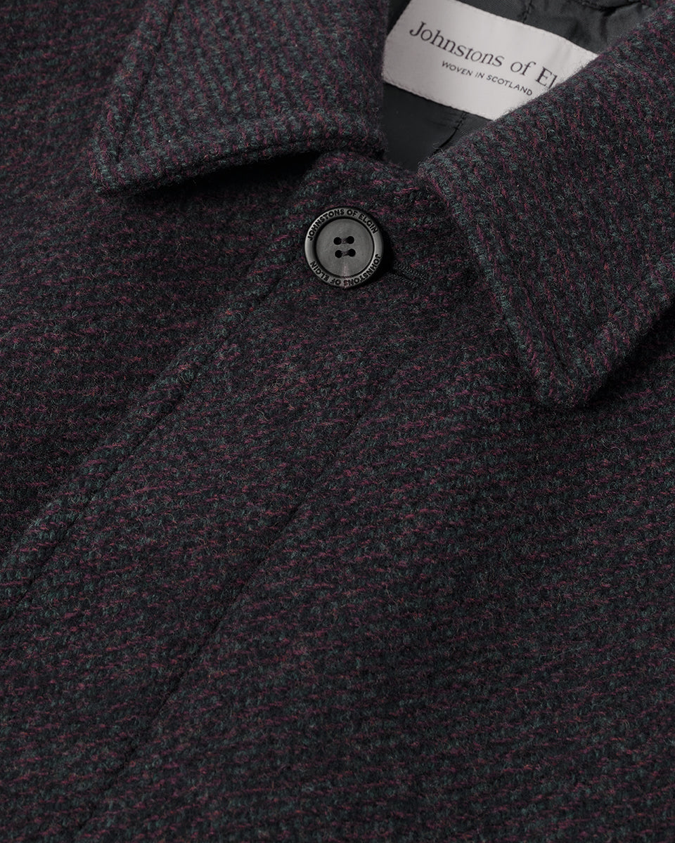 Johnstons of Elgin AW25 Men's Tailoring Shale Modern Twill Wool Grey Car Coat side view TD000473RU7680