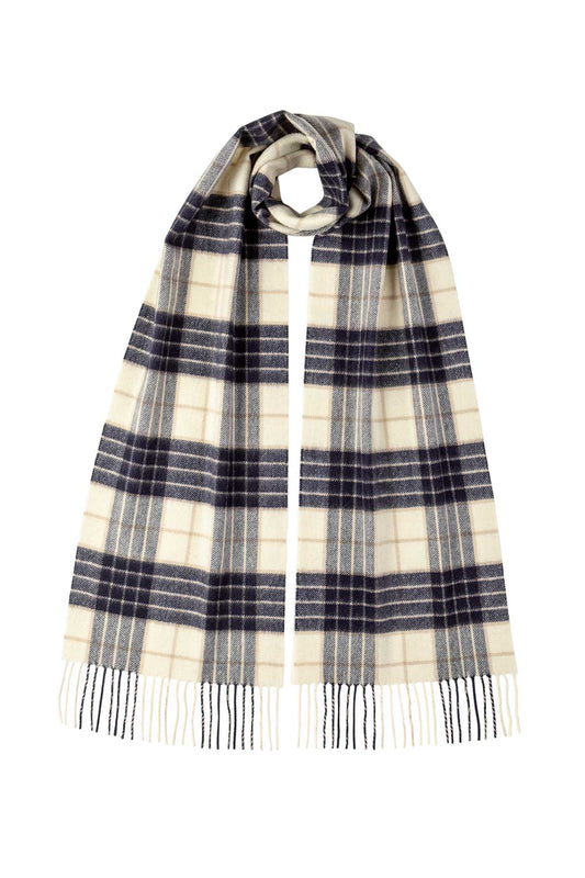 Johnstons of Elgin Tartan Cashmere Scarf in Knockmore on a white background WA000016RU5380N/A