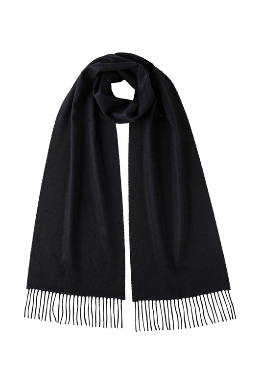 Johnstons of Elgin Cashmere Scarf in Dark Navy on a white background WA000016SD7330N/A