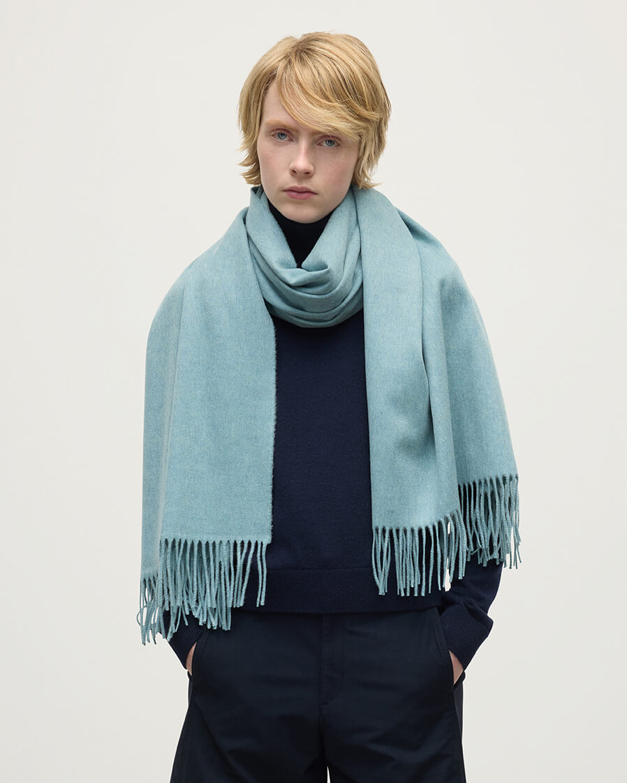 Johnstons of Elgin AW25 Woven Accessories Seascape Green Cashmere Stole WA000056HC4291ONE