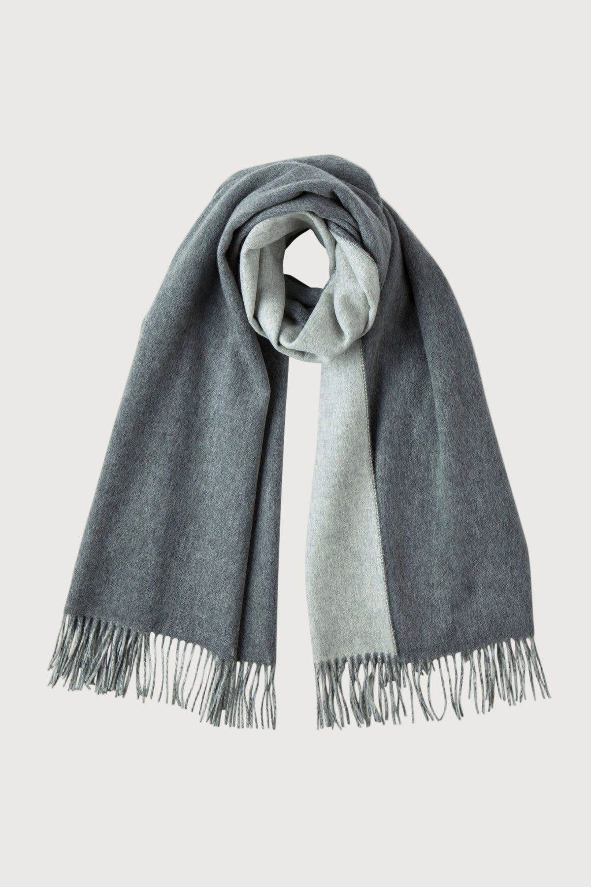 Johnstons of Elgin Reversible Cashmere Stole in Grey on a white background WA000585RU5245ONE