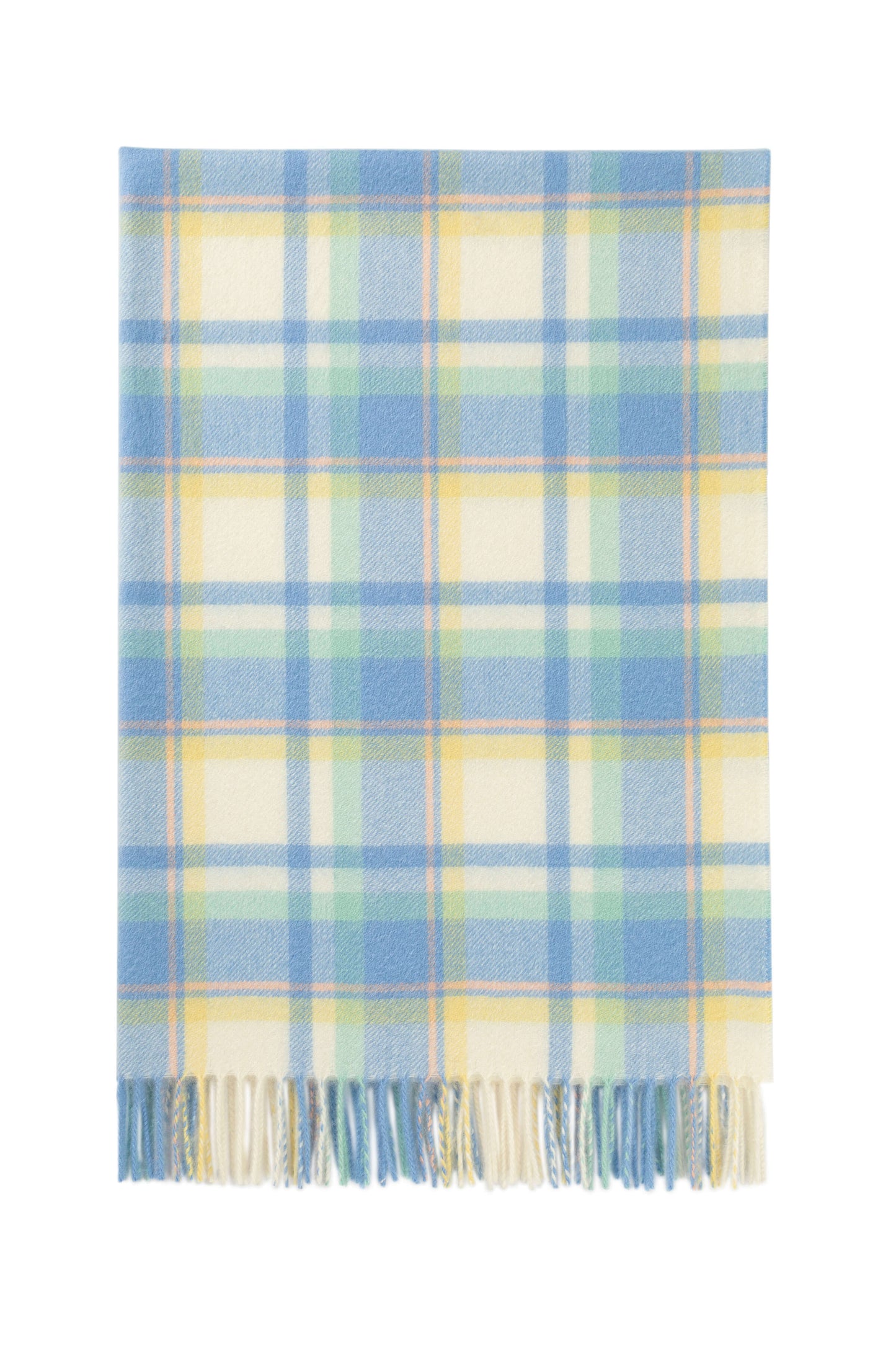 Johnstons of Elgin 2024 Baby Blanket Collection Blue Green Check Cashmere Baby Blanket WA001954RU7474ONE