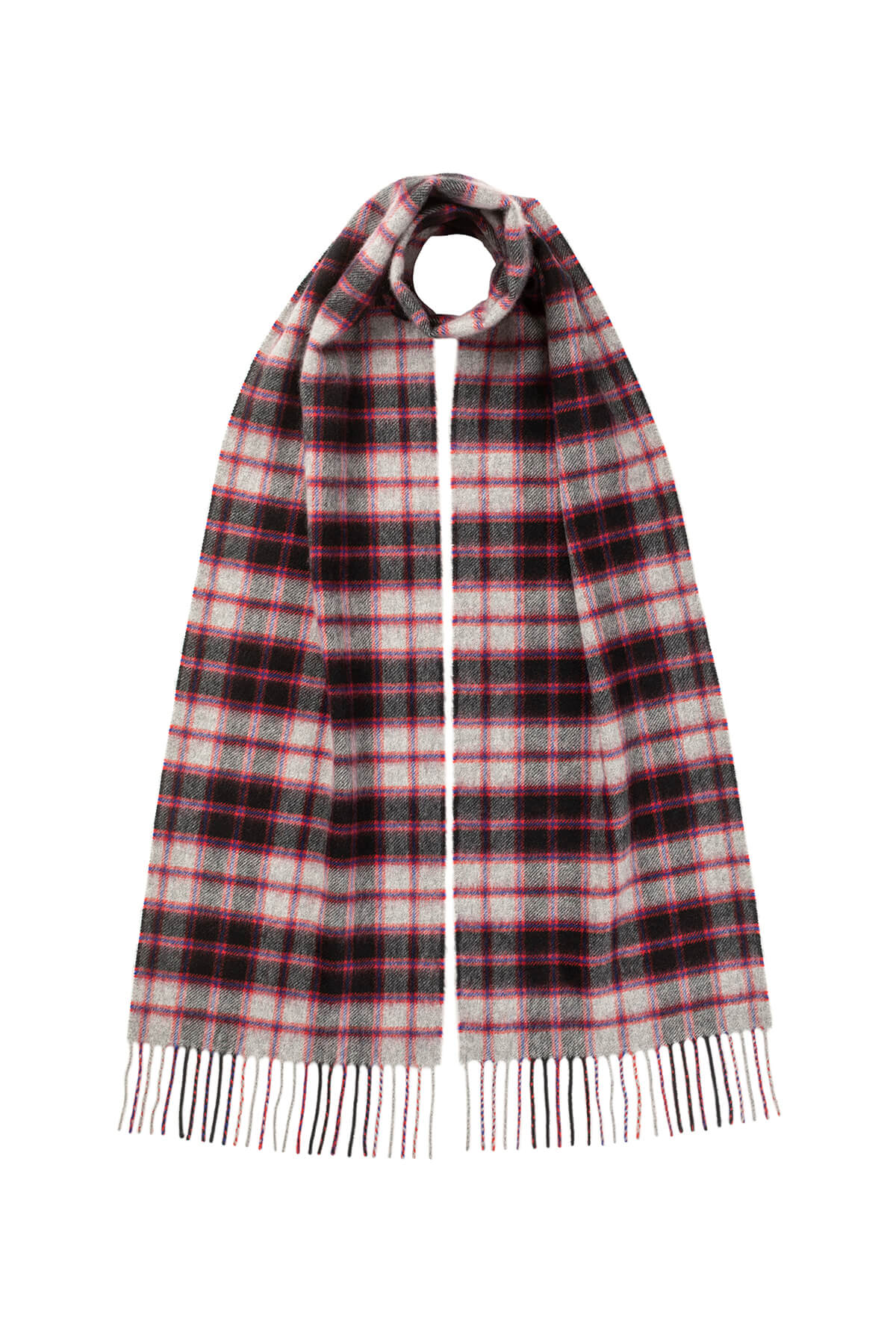 Johnstons of Elgin Tartan Cashmere Scarf in MacPherson Hunting Dress on a white background WA000016KU0126ONE