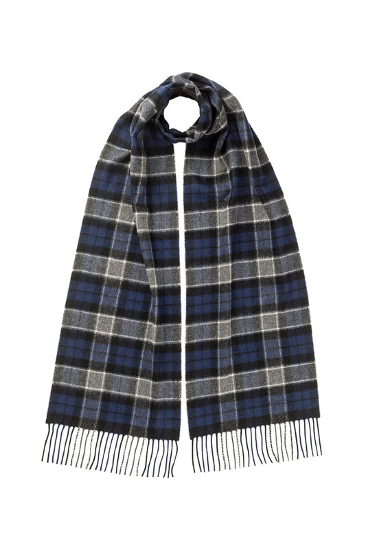 Johnstons of Elgin Tartan Cashmere Scarf in Menteith on a white background WA000016KU0127ONE