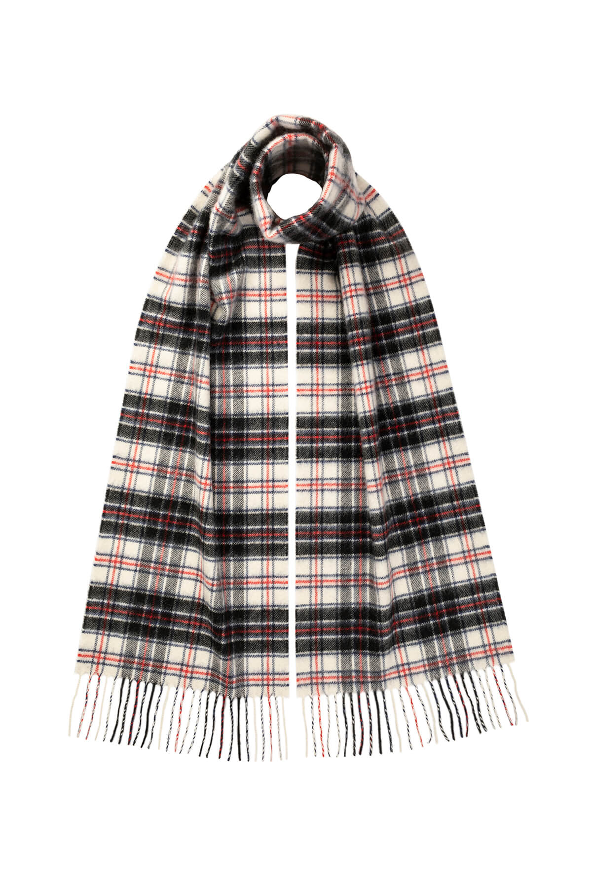 Johnstons of Elgin Tartan Cashmere Scarf in MacRae on a white background WA000016KU0128ONE
