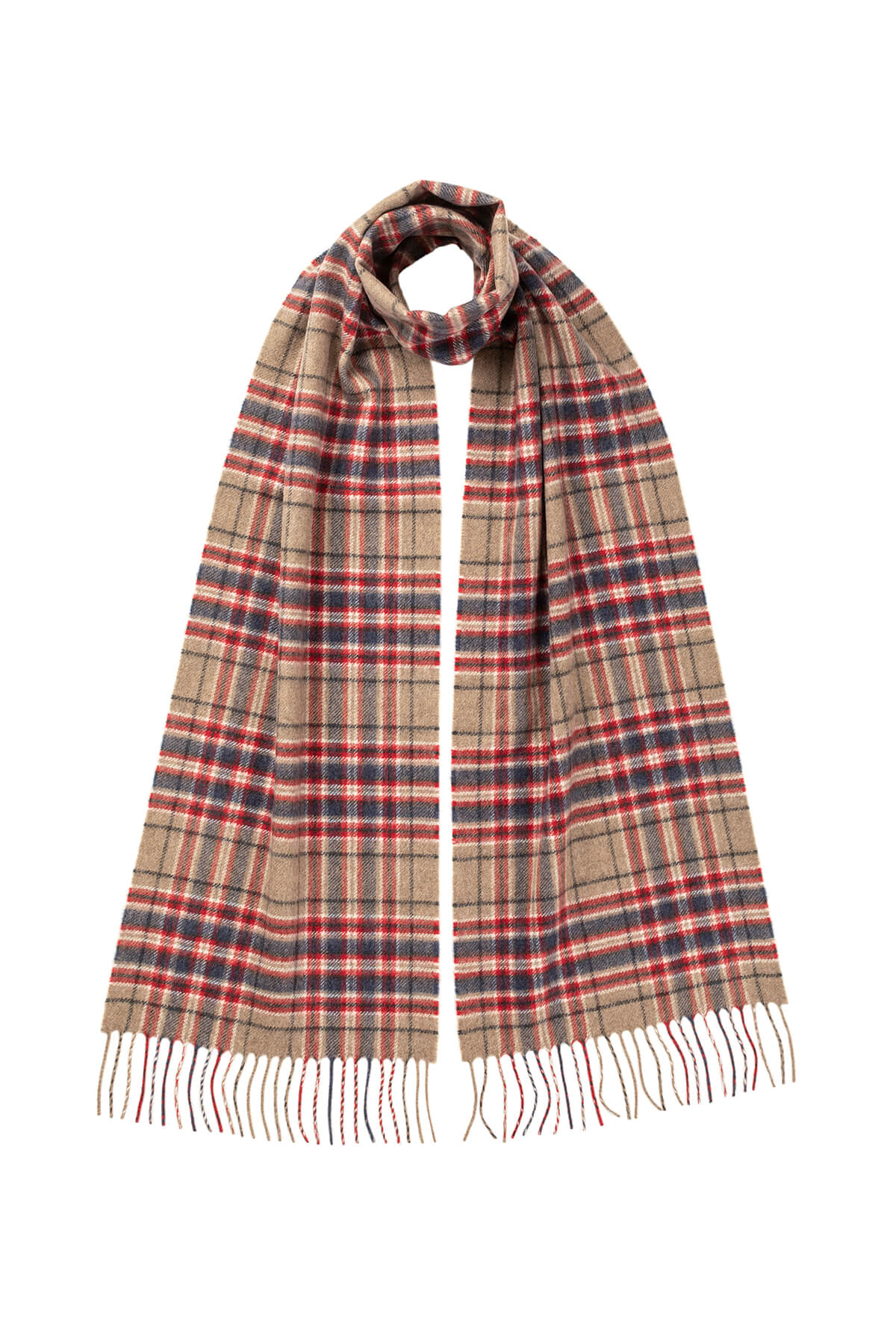Johnstons of Elgin Tartan Cashmere Scarf in MacFarlane on a white background WA000016KU0130ONE