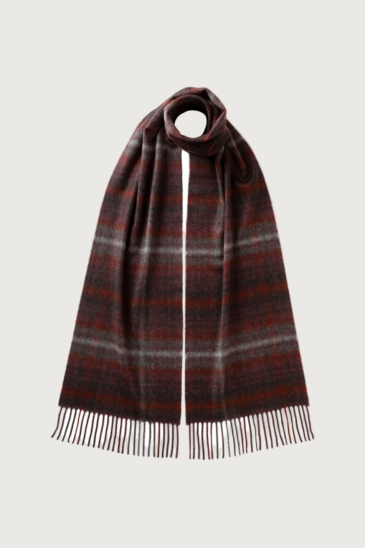 Johnstons of Elgin AW25 Woven Accessories Damson Damson Soft Blur Check Cashmere Scarf WA000016RU7629ONE