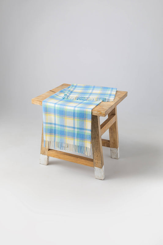Johnstons of Elgin 2024 Baby Blanket Collection Blue Green Check Cashmere Baby Blanket WA001954RU7474ONE