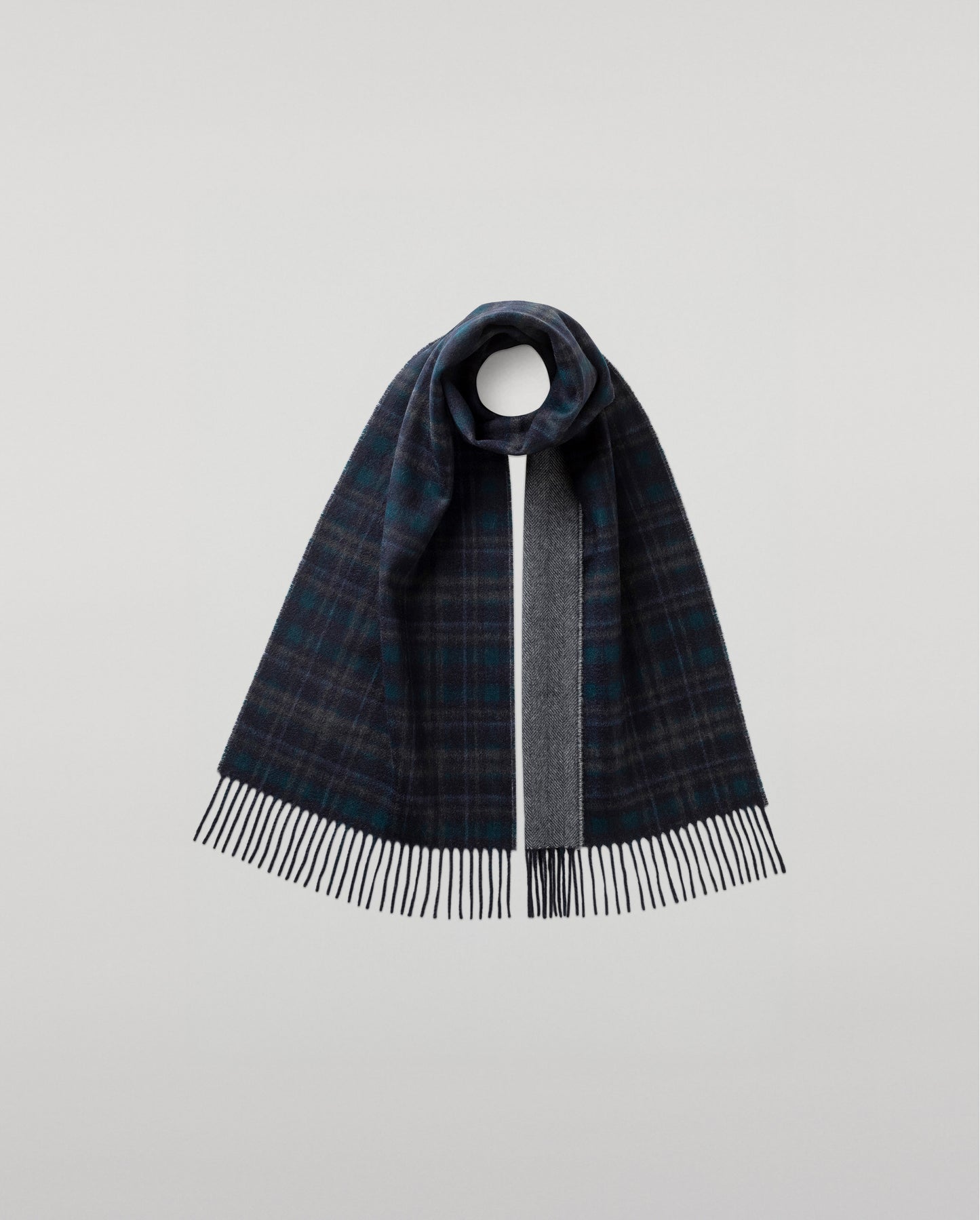 Johnstons of Elgin Woven Accessories Tartan & Herringbone Reversible Cashmere Scarf WA000020RU7646ONE