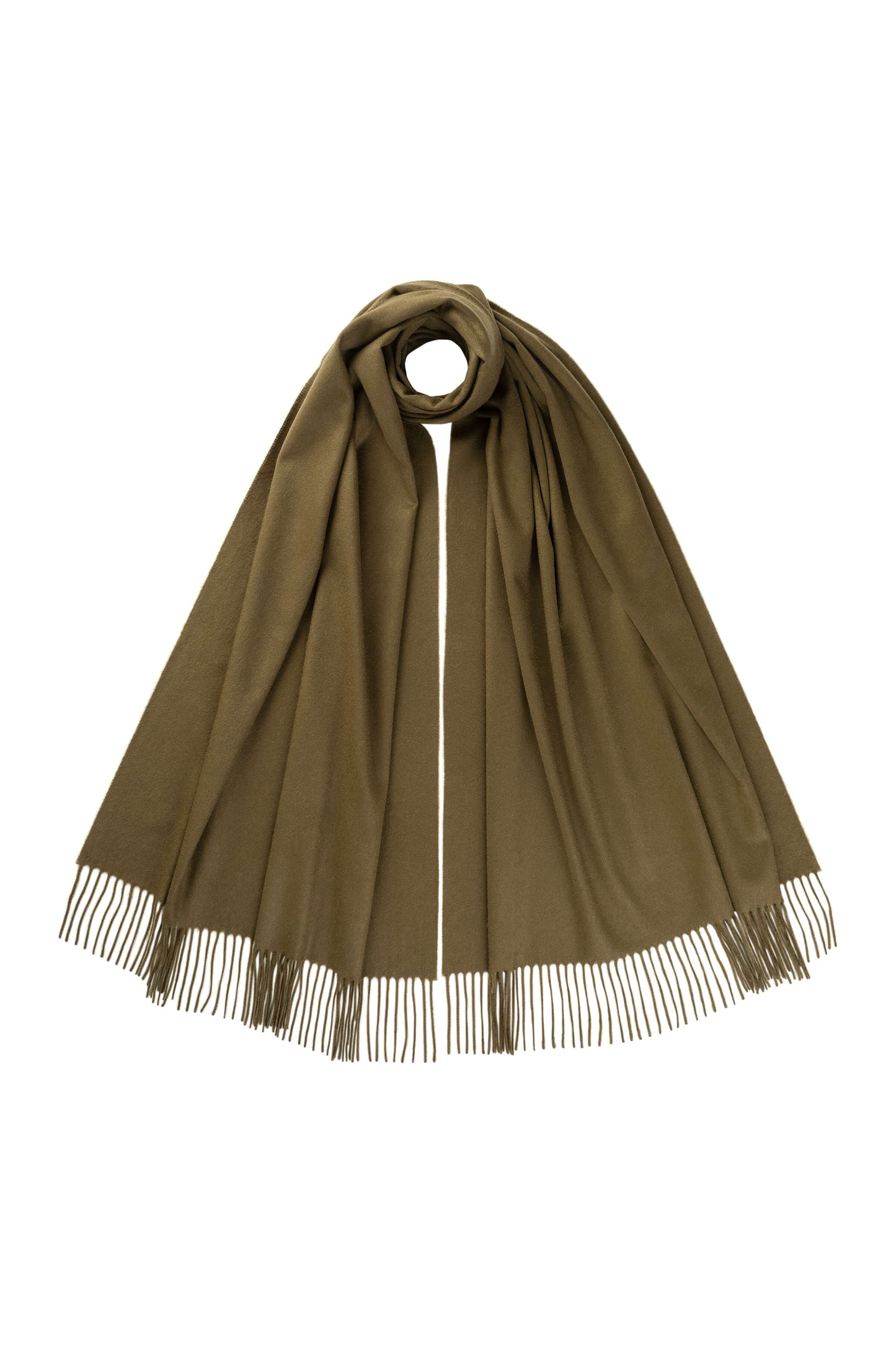 Johnstons of Elgin AW24 Woven Accessory Olive Cashmere Stole WA000056SC4596ONE