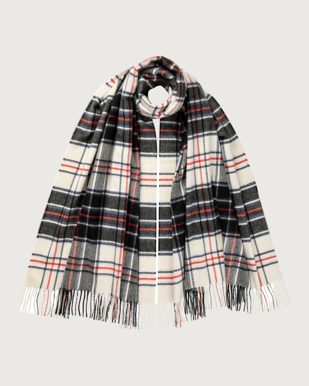 Johnstons of Elgin Tartan Cashmere Stole in MacRae on a white background WA000056KU0128ONE