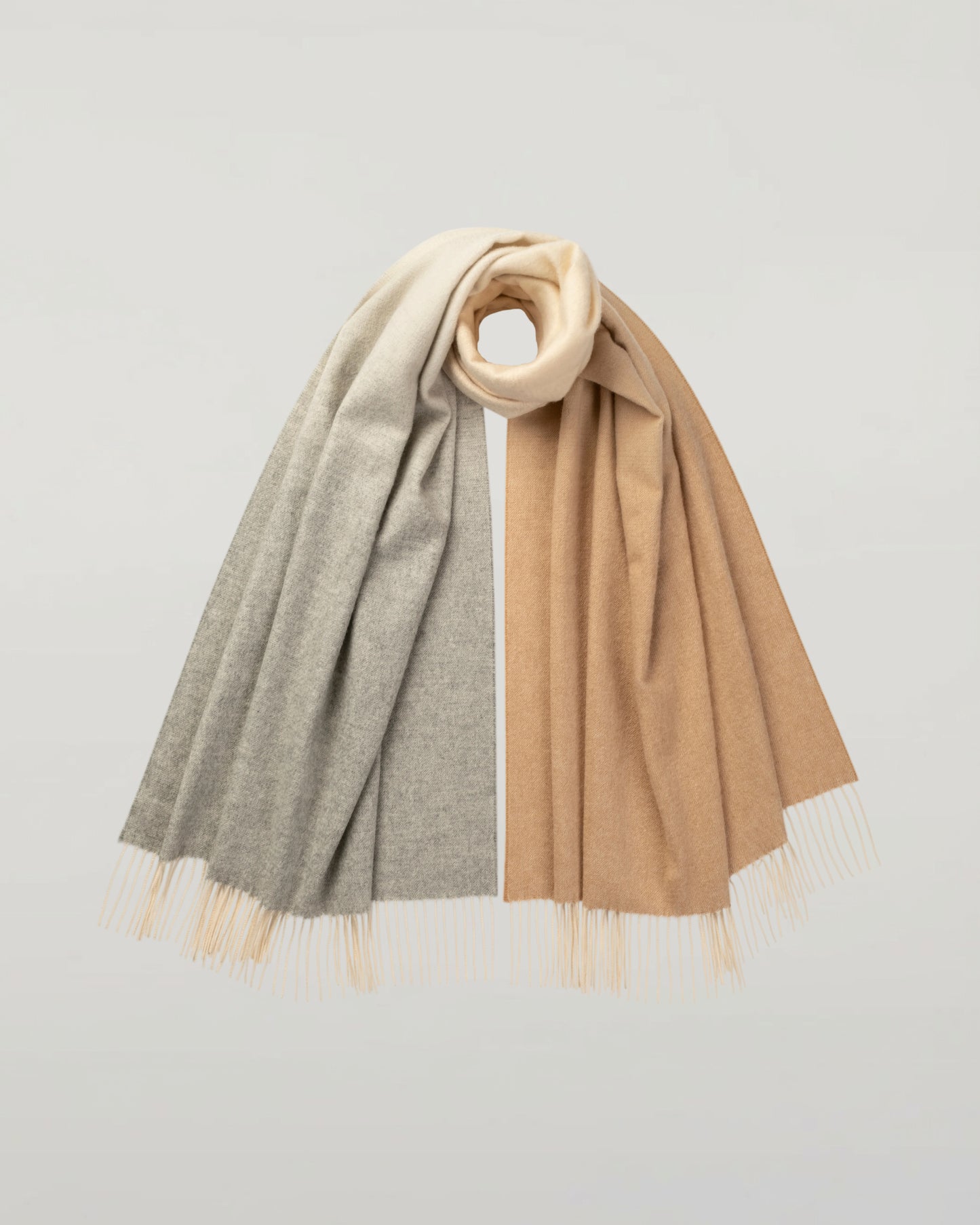 Johnstons of Elgin SS24 Accessories Camel & Silver Ombré Cashmere Stole WA000056RU7374ONE
