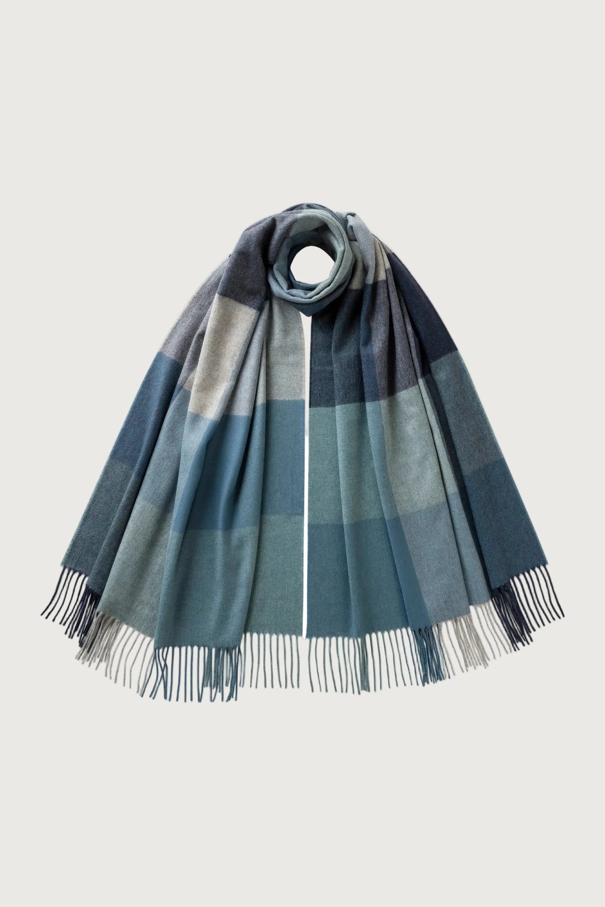 Johnstons of Elgin AW25 Woven Accessories Heather Navy Block Check Cashmere Stole WA000056RU7691ONE