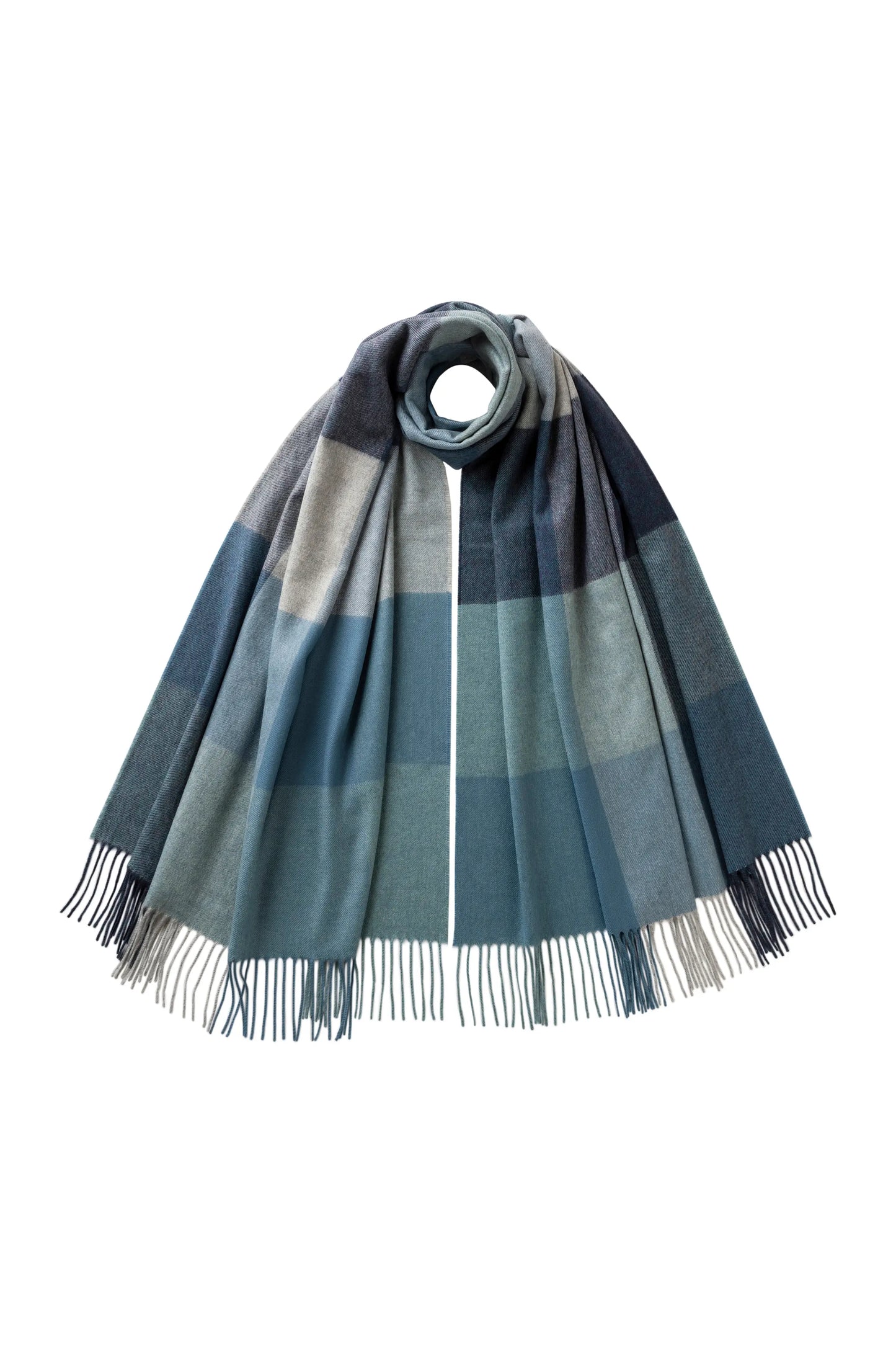 Johnstons of Elgin AW25 Woven Accessories Heather Navy Block Check Cashmere Stole WA000056RU7691ONE