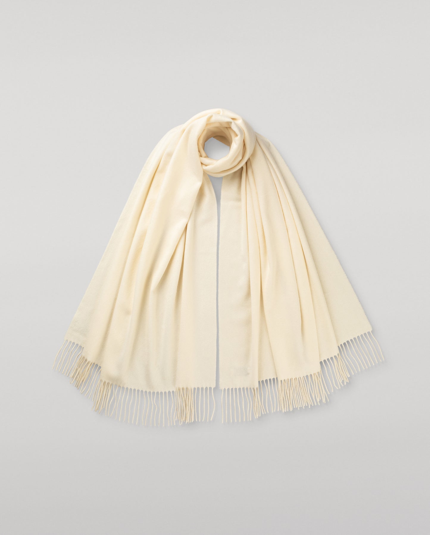 Johnstons of Elgin 100% Cashmere Stole in White on a white background WA000056SA0000N/A