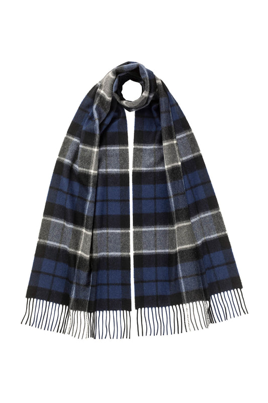 Johnstons of Elgin Tartan Oversized Cashmere Scarf in Mentieth on a white background WA000057KU0127ONE