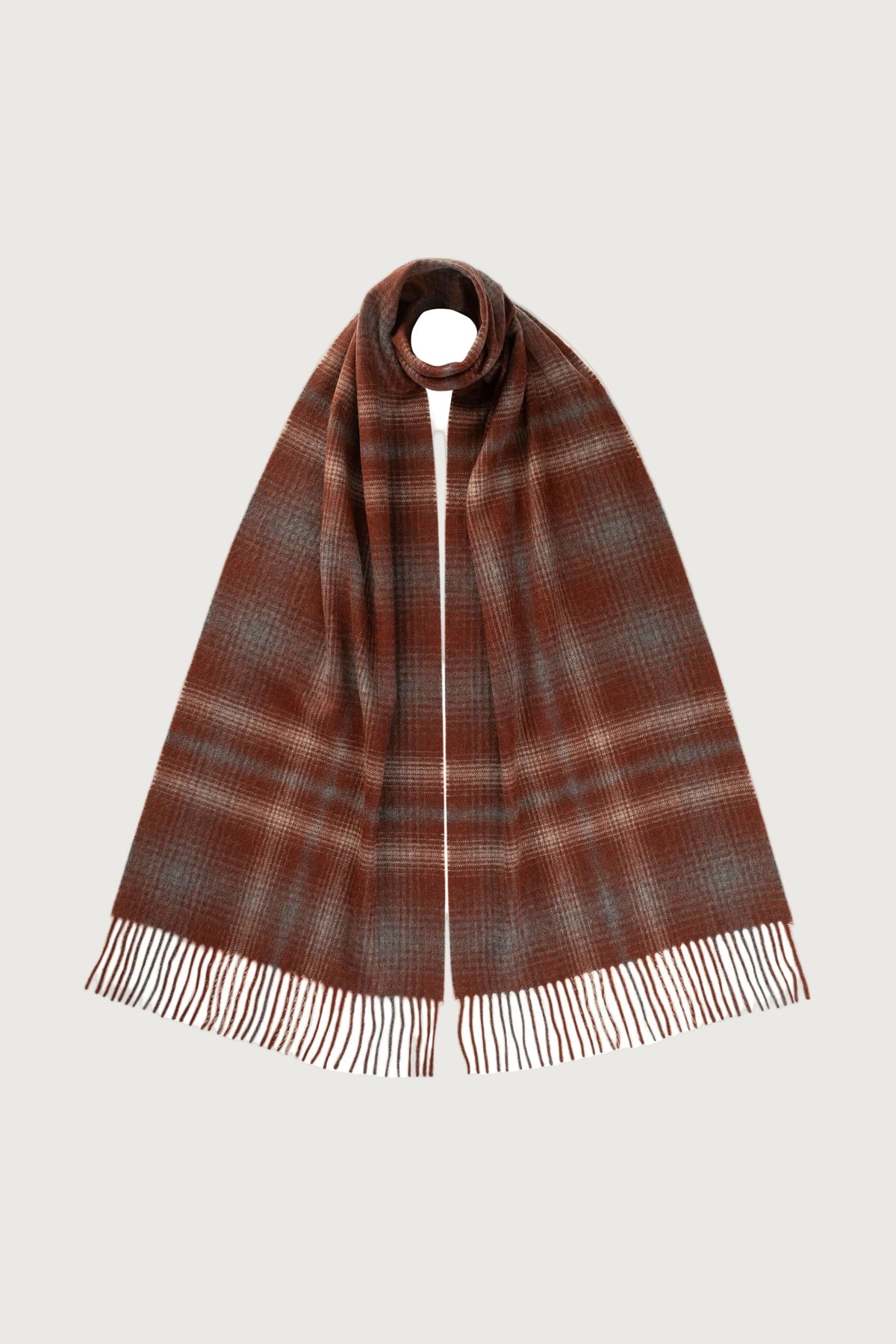 Johnstons of Elgin AW24 Woven Accessory Russet Wide Cashmere Check Scarf WA000057RU7497ONE