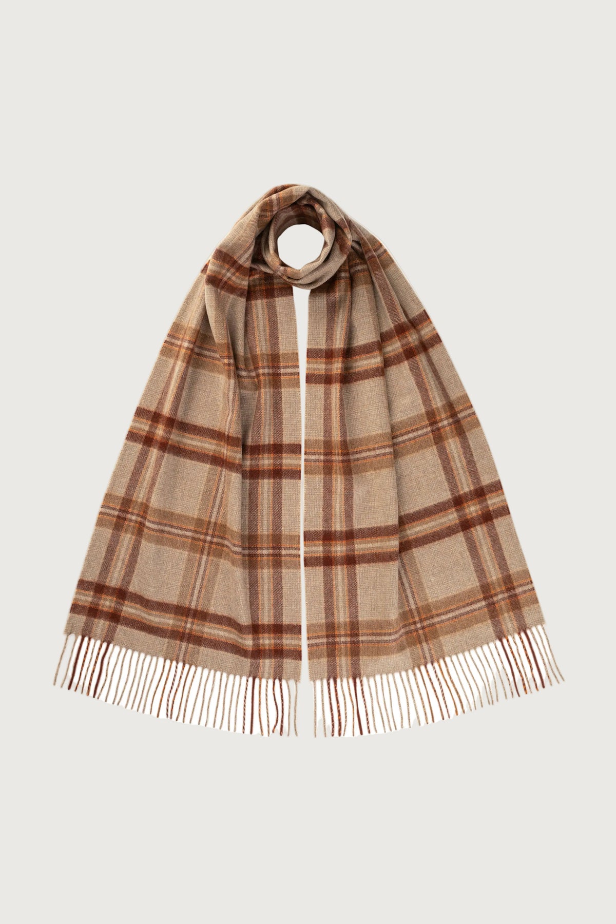 Johnstons of Elgin AW24 Woven Accessory Russet Wide Cashmere Tweed Scarf WA000057RU7506ONE