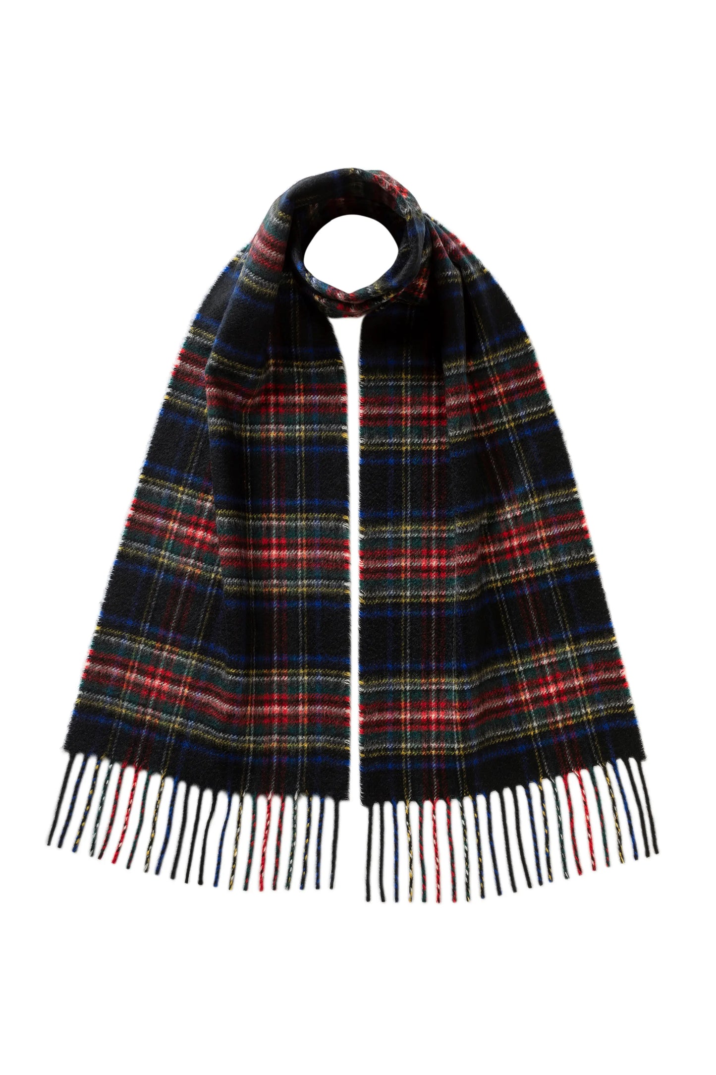 Johnstons of Elgin Children's Woven Accessories Black Stewart Children's Tartan Cashmere Scarf WAC02287KU0324ONE