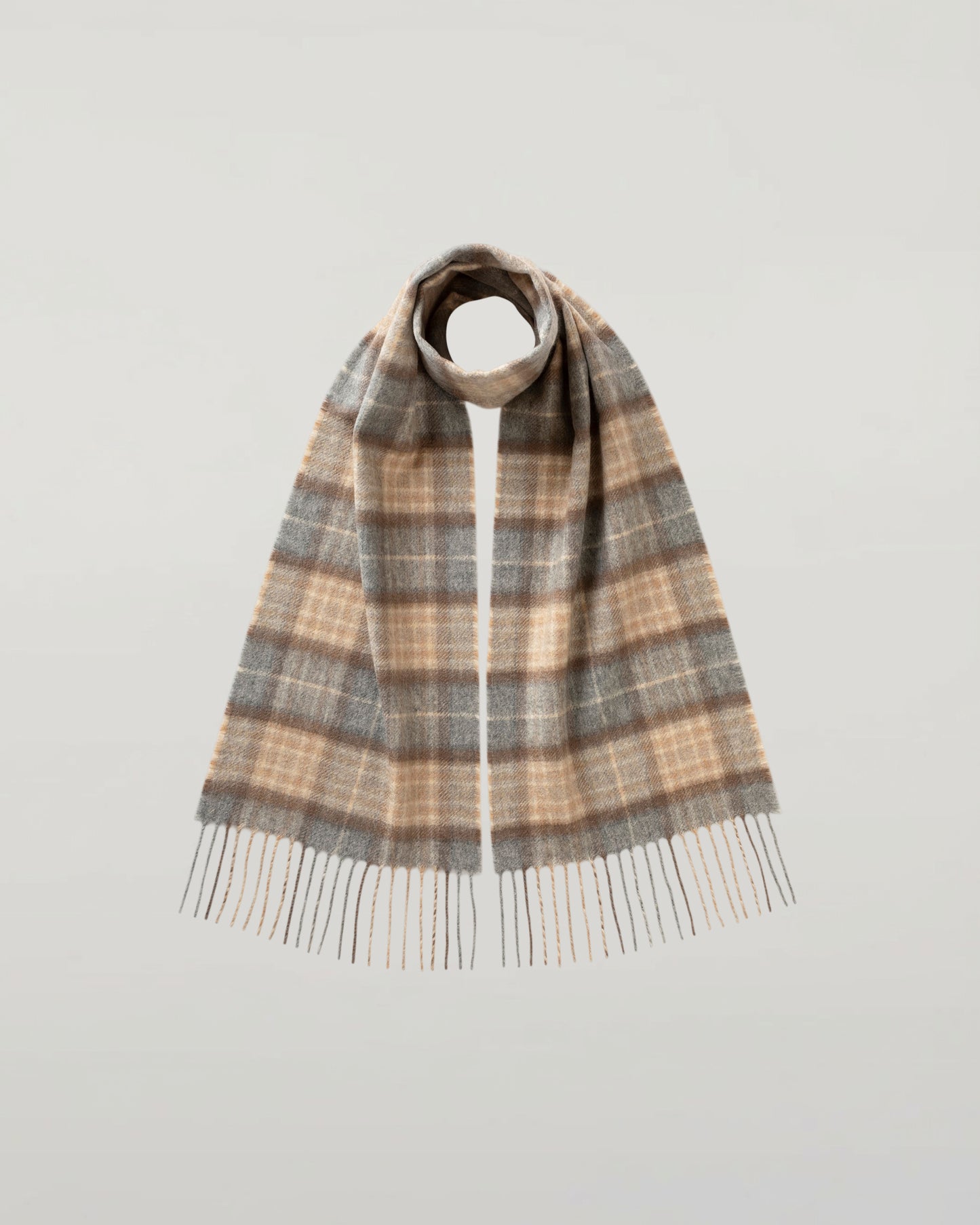 Johnstons of Elgin Children's Woven Accessories Natural MacKellar Children's Tartan Cashmere Scarf WAC02287KU0542ONE
