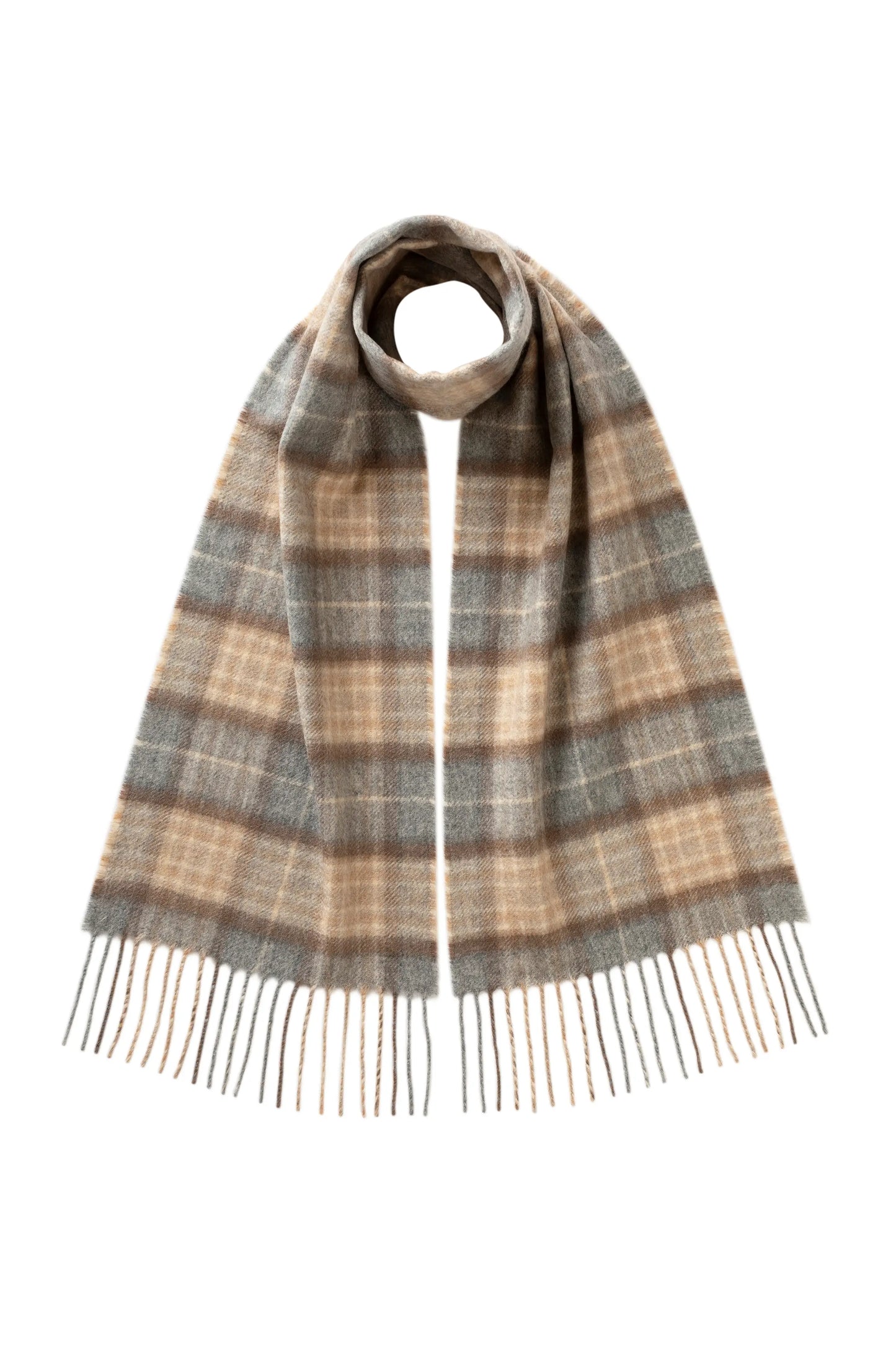 Johnstons of Elgin Children's Woven Accessories Natural MacKellar Children's Tartan Cashmere Scarf WAC02287KU0542ONE