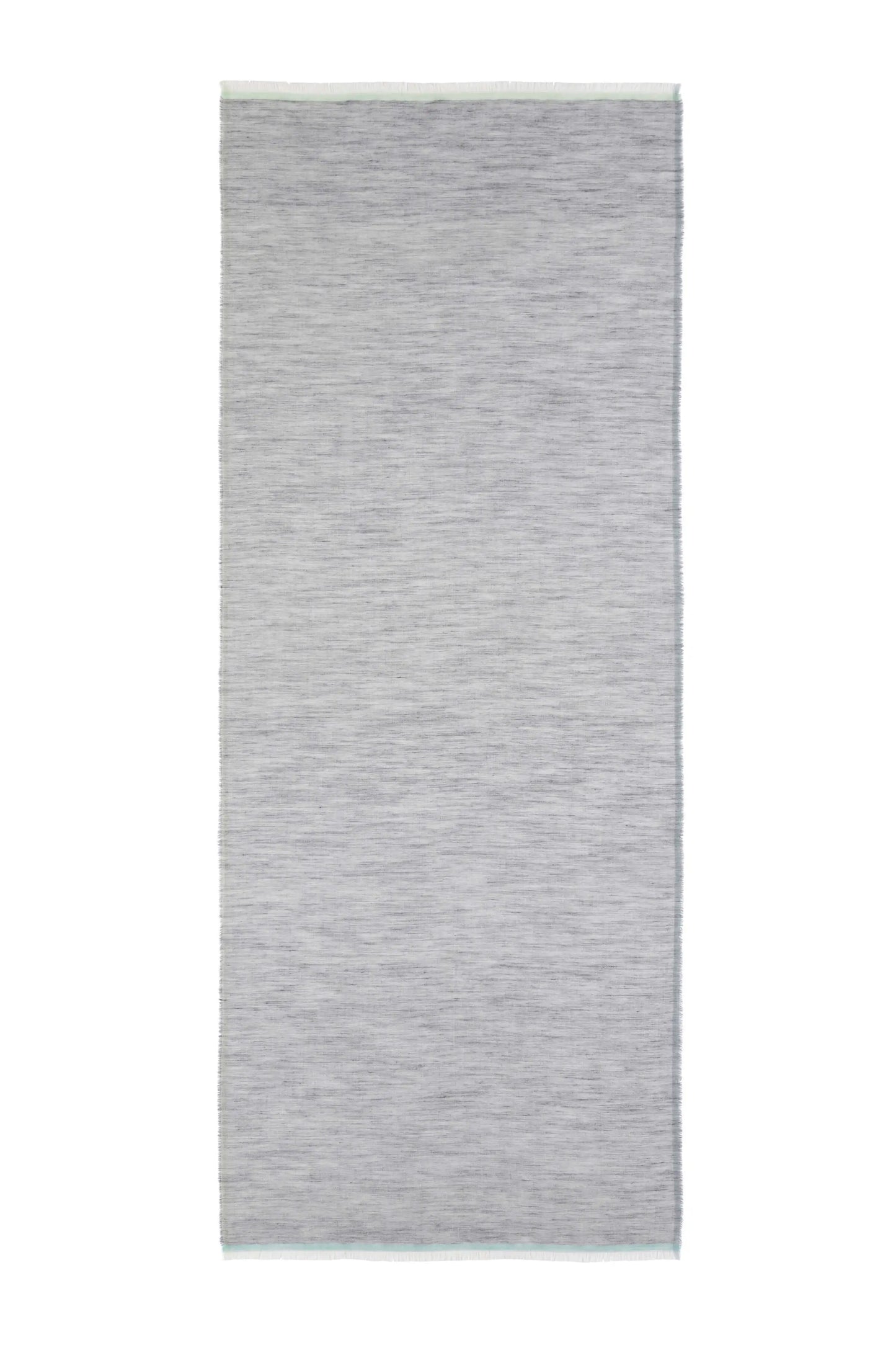 Johnstons of Elgin SS25 Accessories Grey Colour Border Lightweight Scarf lying flat on a white background WB002692RU7596ONE