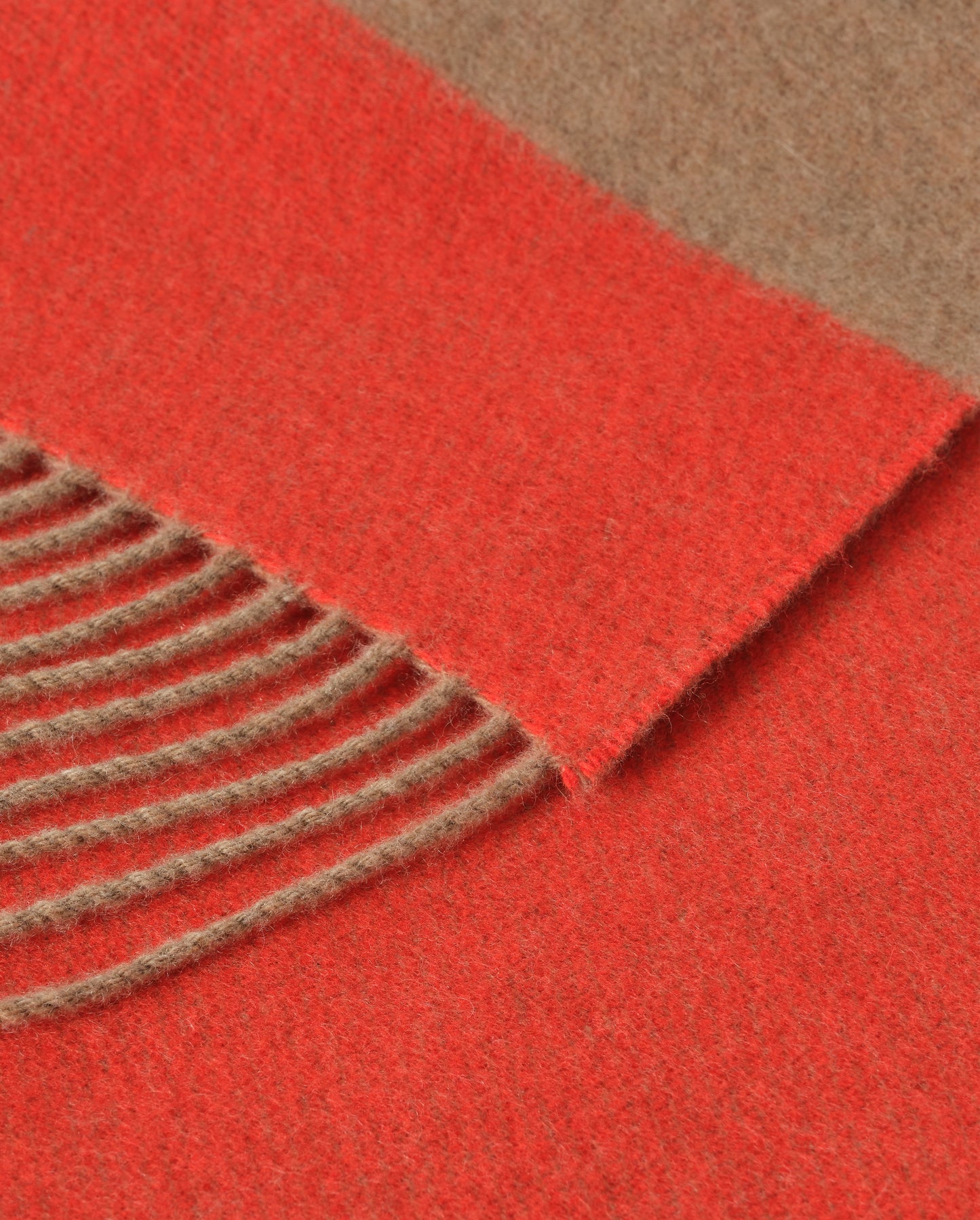 Johnstons of Elgin Stripe Throw in Otter Brown and Red, 90% Wool 10% Cashmere WB002963RU7813ONE