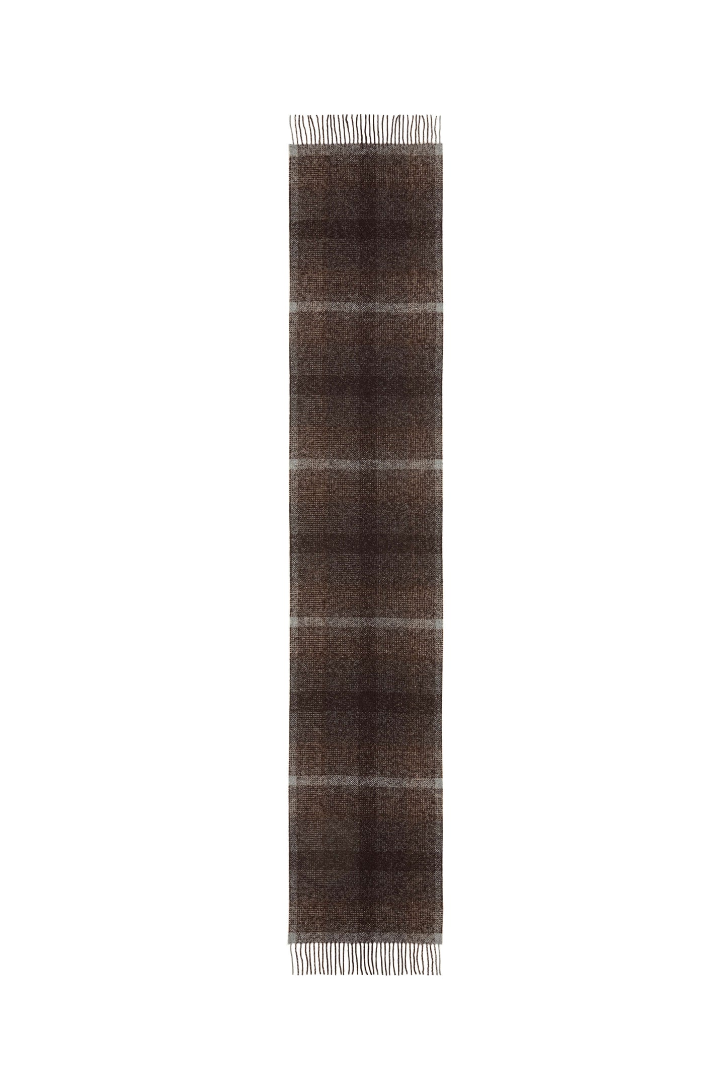 Cashmere Silk Blurred Check Dark Brown Scarf