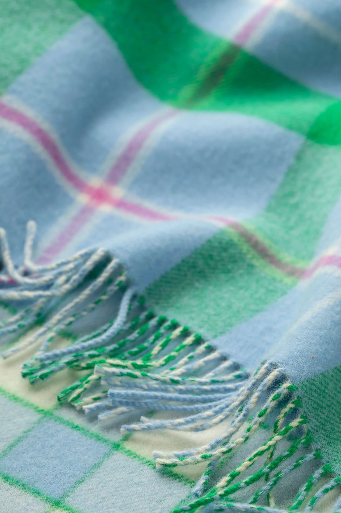 Johnstons of Elgin 2024 Blanket Collection Bordered Block Check Vibrant Double Face Lambswool Throw WD000021RU7467ONE